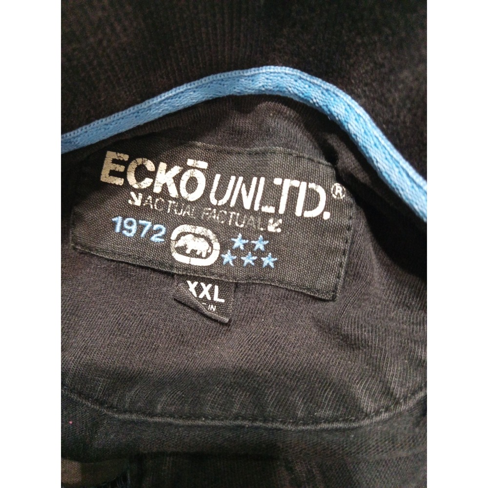 Ecko Unltd. Shirt Mens XXL Polo Blue White Striped Short Sleeve Logo - Picture 10 of 12